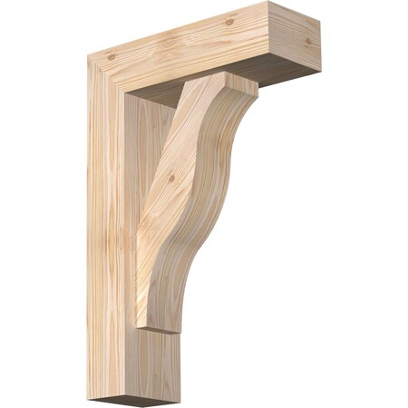 Ekena Millwork Funston Block Smooth Bracket w/ Offset Brace, Douglas Fir, 5 1/2"W x 16"D x 24"H BKT0604X16X24FST05SDF